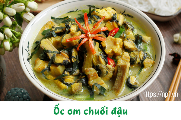Ốc om chuối đậu Ốc om chuối đậu