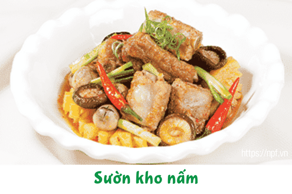 Sườn kho nấm